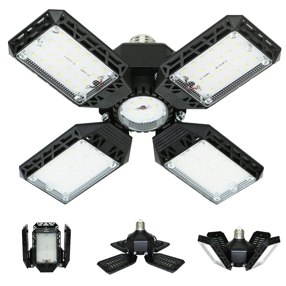 150W LED Garage Light Deformable Ceiling Lamp 15000LM with 4 Adjustable Panels
