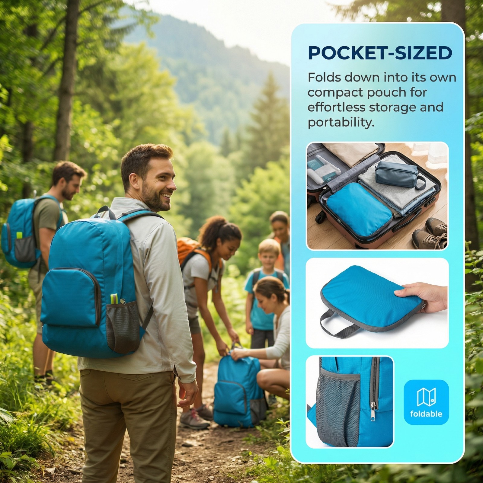2 Pack Water-Resistant Lightweight Daypack,Foldable Travel Backpack 3