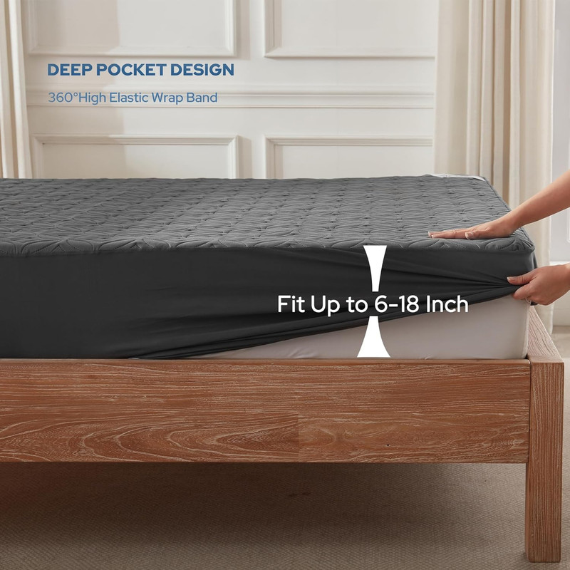 Waterproof Mattress Protector, Queen Size Mattress Pad Noiseless with Deep Pocke gallery