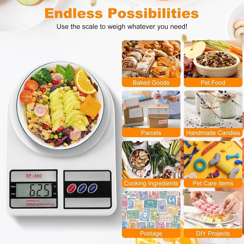 Digital Kitchen Scale with Tare Function - 22lb/10kg Capacity in Sleek Design gallery
