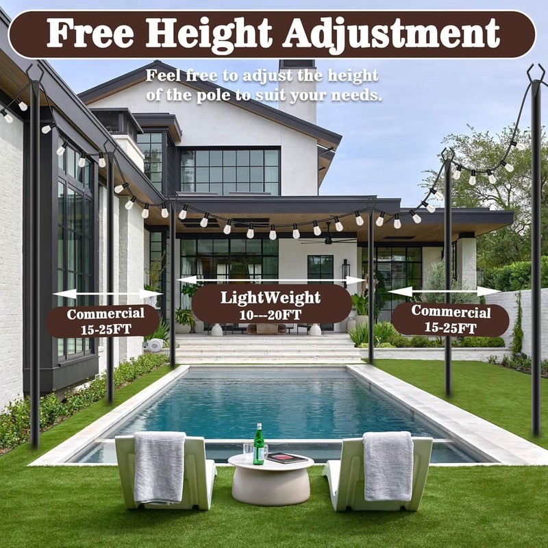 10Ft String Light Poles 4 Pack,Light Poles for Outside Lights,Outdoor with Fe... gallery