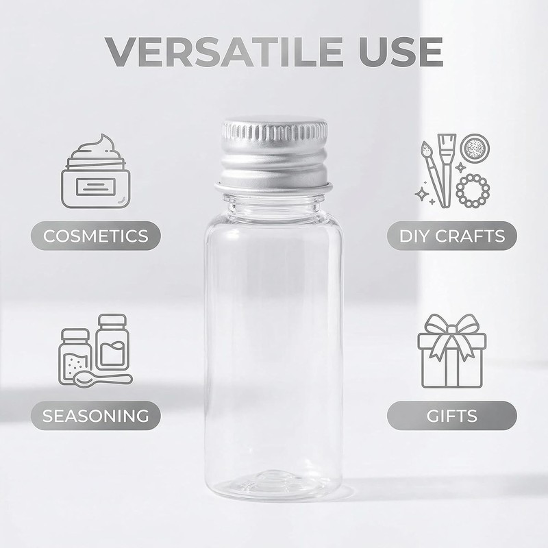 12Pcs Empty Refillable Clear Plastic Bottle with Aluminum Screw Cap,Tiny gallery