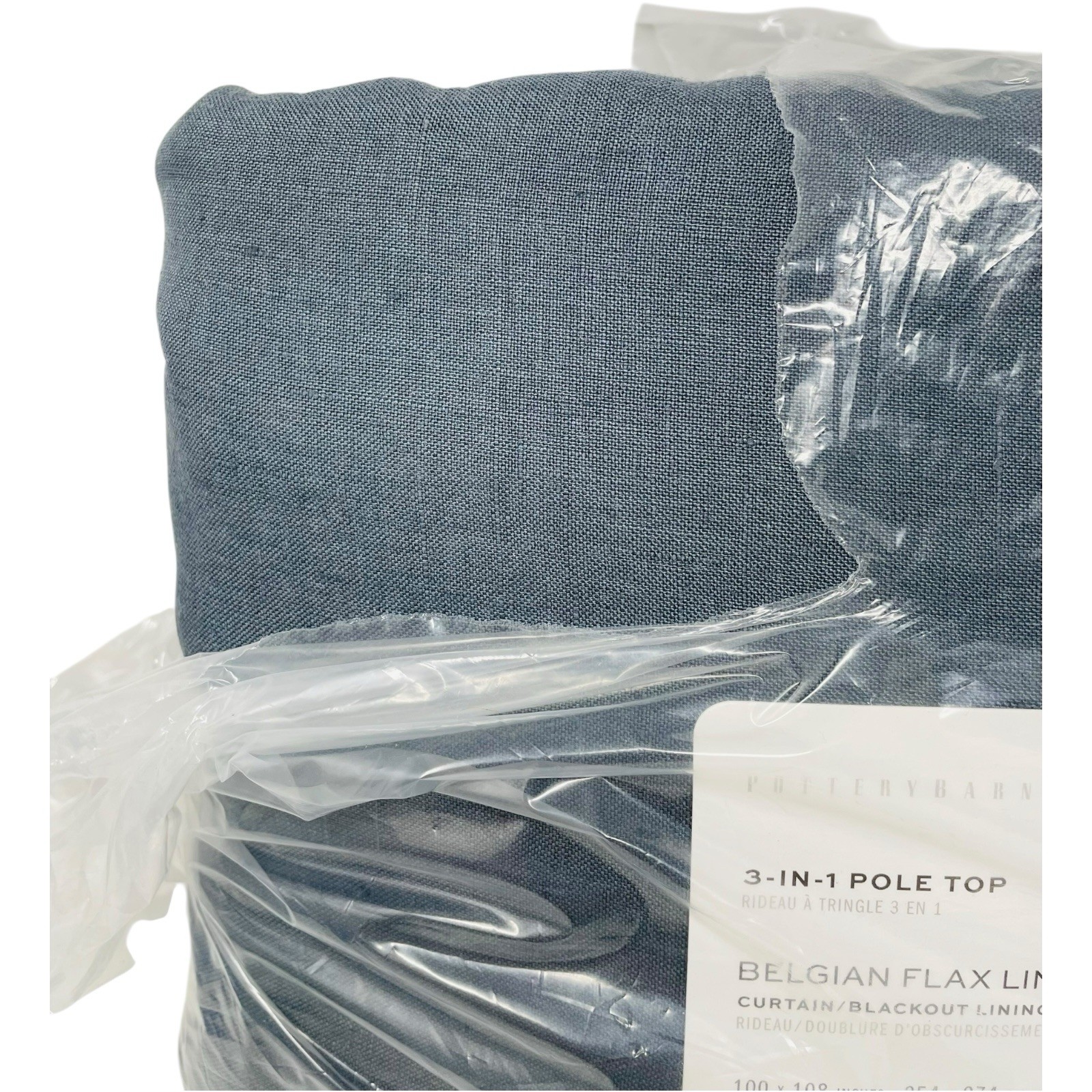 Pottery Barn Belgian Flax Linen Curtain Drape 100x108 Blackout Steel Blue New gallery