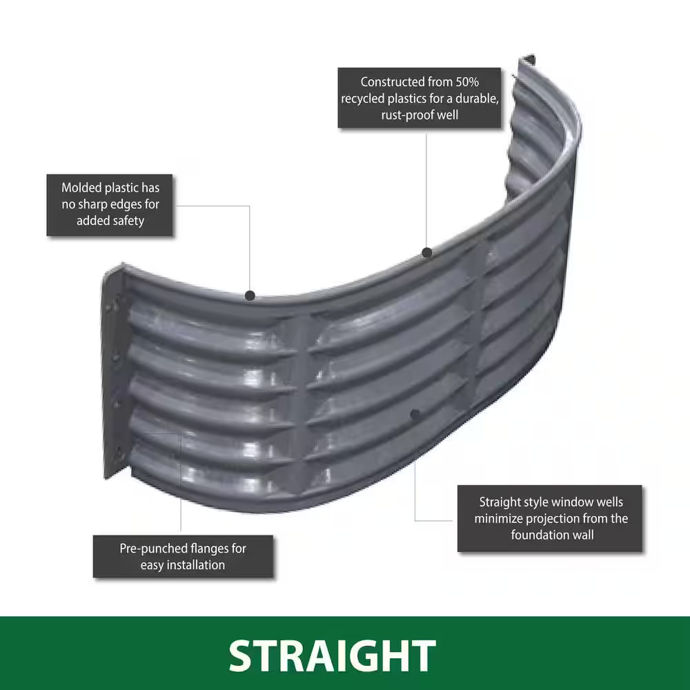 Window Well Area Straight Plastic Accessories 37 in. W x 12 in. D x 12 in. H New gallery