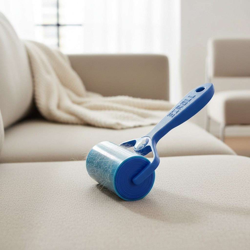 EzRoll Reusable Lint Roller: Eco-Friendly Pet Hair & Dust Remover - Blue gallery
