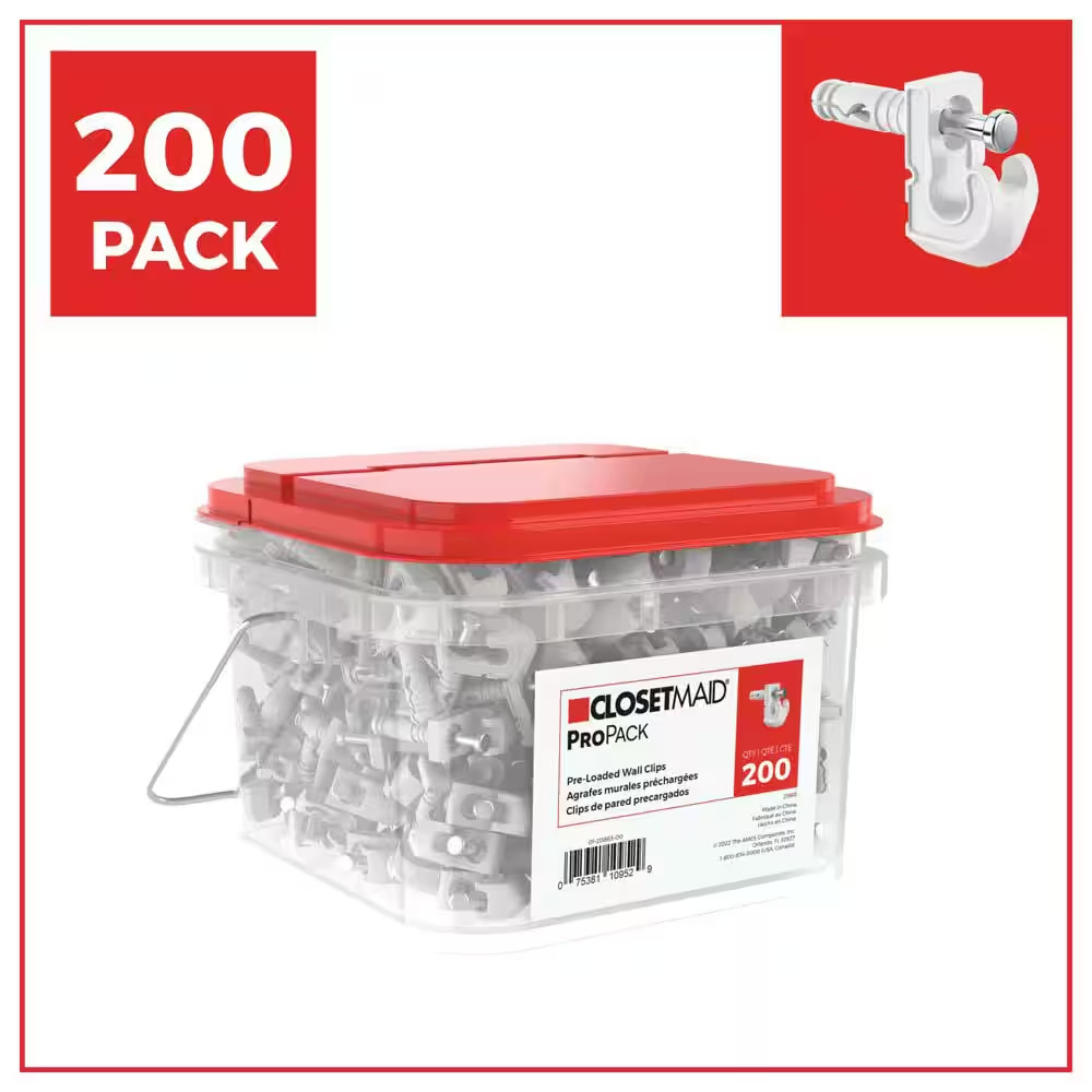 Propack Pre-Loaded Wall Clips (200-Piece) Closet Maid gallery