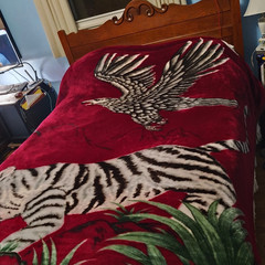 World Class Mink Blanket Eagle and Tiger Thick Super Soft Warm Heavy 82 x 93 In