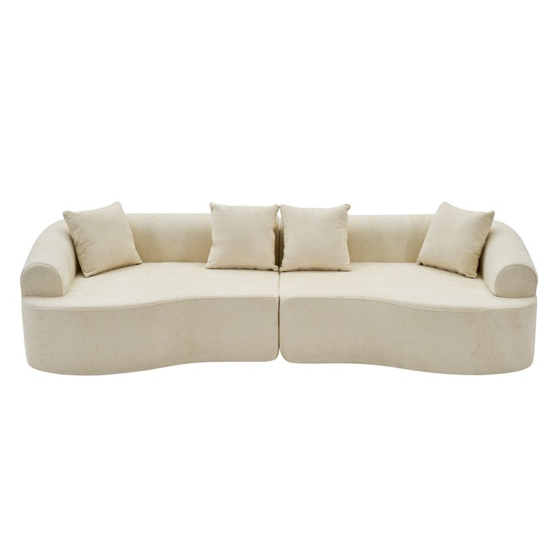 Curved Boneless Sofa,Compression Modular 108'' Sectional,White High-Density gallery
