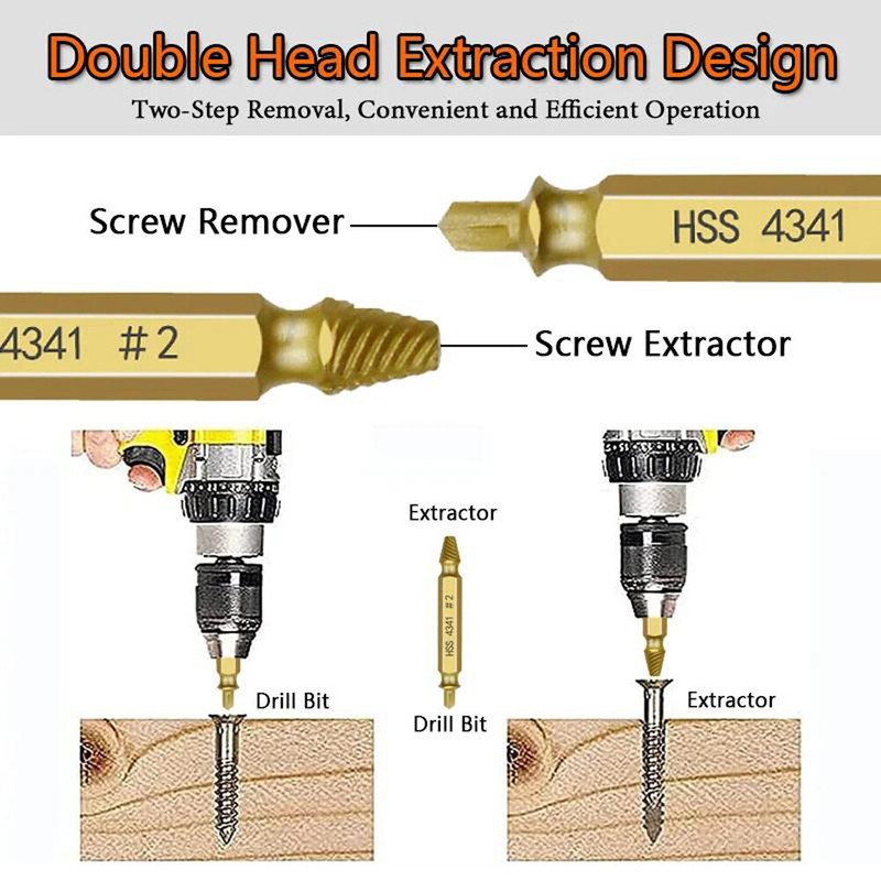 12PCS Damaged Screw Extractor Broken Screws Bolt Stripped Remover Tool Kit Easy gallery
