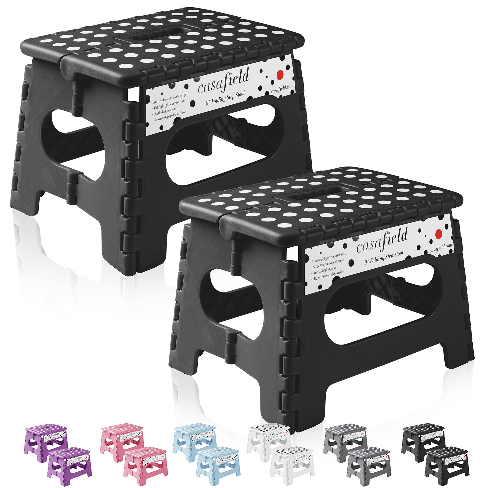 2 Pack - Collapsible Folding Plastic Kitchen Step Foot Stools with Handle gallery