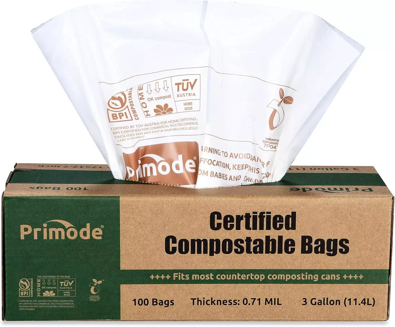 Compostable Bags, 3 Gallon Food Scraps Yard Waste Bags, 100 Count, Extra Thick 0 gallery