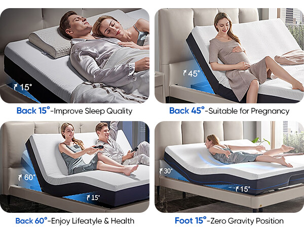 Upgraded Electric Adjustable Bed Frame Base With Massage Backlit Remote 1000LBS gallery