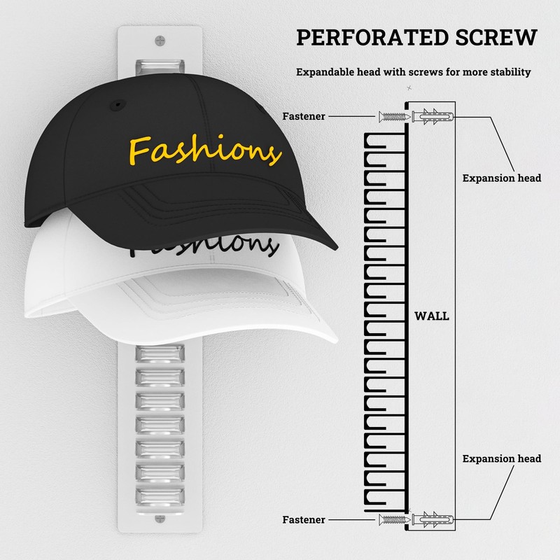 Baseball Cap Organizer - 2 Pack Hat Rack Display Holder with Up to 19 Hat Hooks gallery