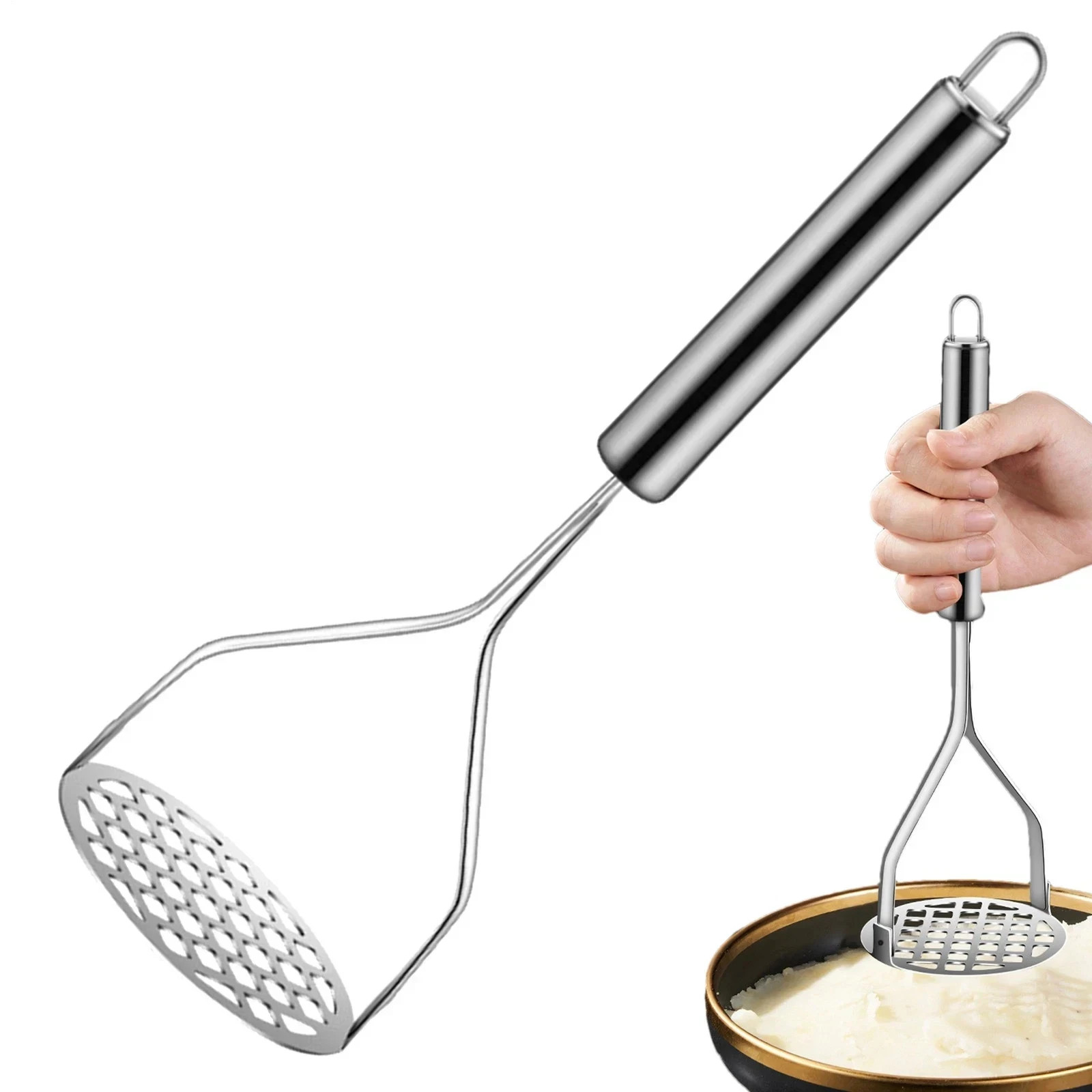 Potato Masher Hangable Stainless Steel Ricer & Vegetable Crusher Kitchen Gadget* gallery