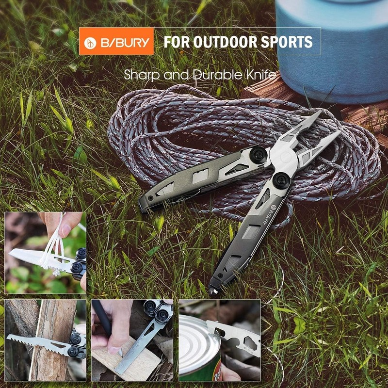 BIBURY Multitool Pliers, 18 in 1 Multi Tool with 18 1 Titanium, Titanium gallery