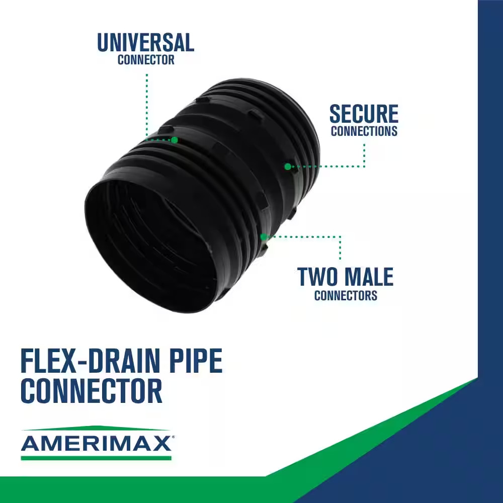 FLEX Drain 4 In. Black Copolymer Universal Drain Pipe Connector gallery