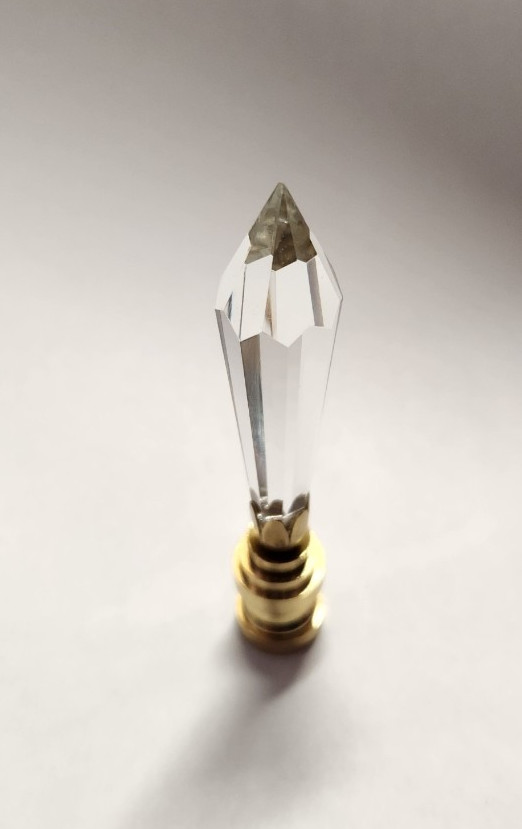 Lamp Topper Shade Finial Clear Lead Crystal Glass Cut Diamond Repair Part Brass gallery