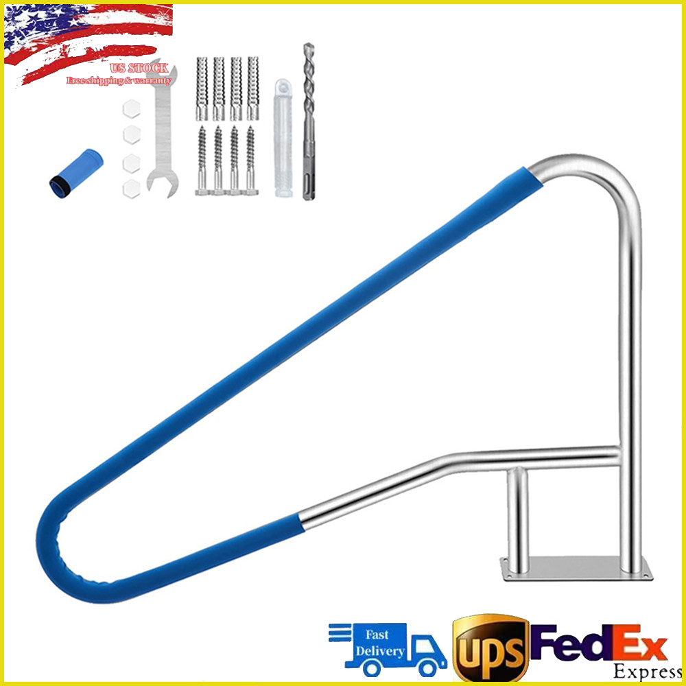 55" x 32" 304 Stainless Steel Pool Handrail 375lbs Safety Handrails w/Grip Cover gallery