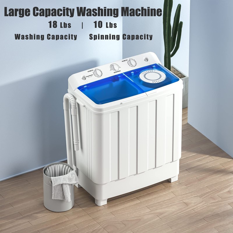 Auertech Portable Washing Machine, 28lbs Twin Tub Washer Mini Compact Laundry gallery