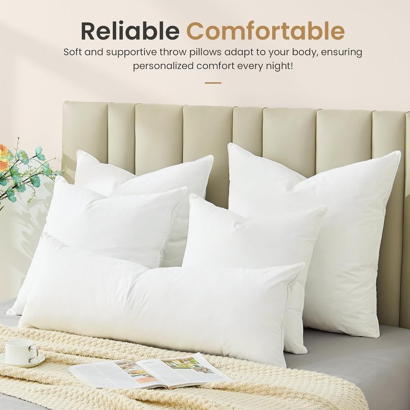 22x22 Throw Pillow Insert Down Feather Pillow Insert Soft White Bedroom Couch gallery