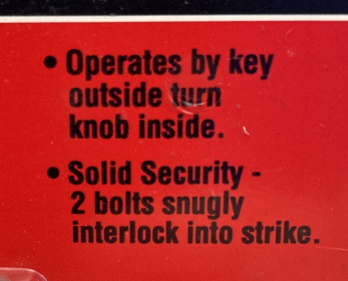 True Value Jimmyproof Single Cylinder Lock: Outside Key/Inside Knob, Sealed gallery