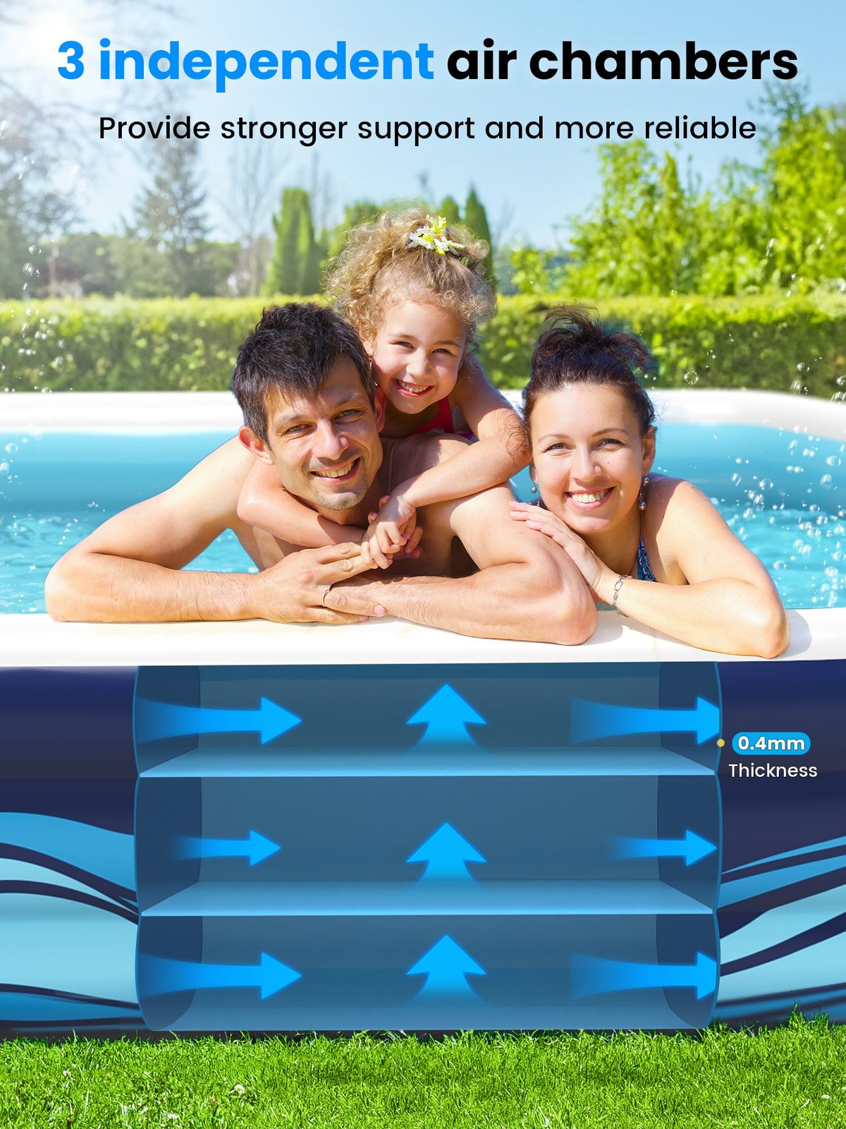 Inflatable Pool 120 Inch Family Thickened Backyard Water Park VISTOP Kids Adults gallery