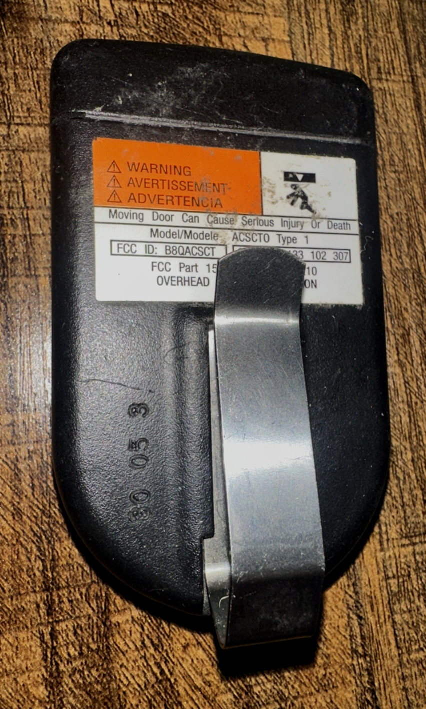 Overhead Door ACSCTO type 1 garage opener remote Control w/Clip *WORKS GREAT* gallery
