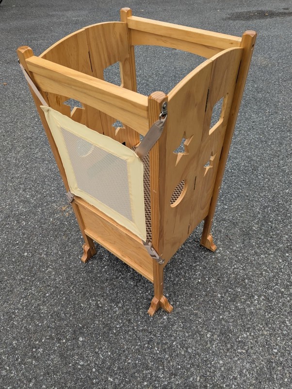 Foldable Kitchen Step Stool Natural Solid Wood - Excellent Condition gallery