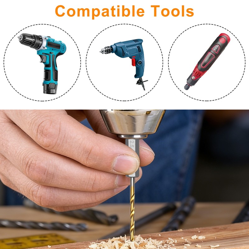 26pcs 1/4" Hex Shank Drill Bits Set HSS Quick Change Metric & SAE Twist Drills gallery
