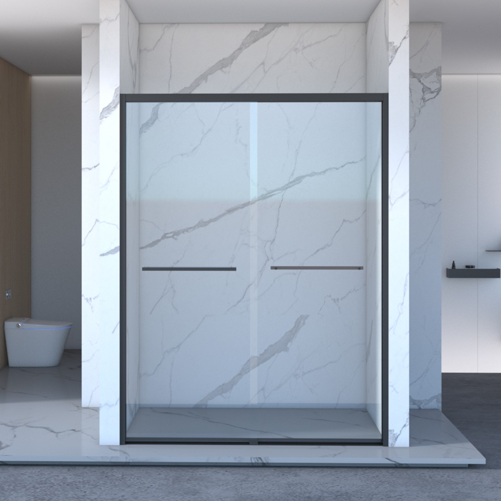 56-60"x70" Aluminum Frame Double Sliding Shower Door,Bypass Bathroom Shower Door gallery