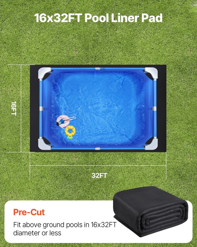 Rectangle Pool Liner Pad, 16 x 32 ft Pool Liner Pad for Above Ground Swimming Po gallery