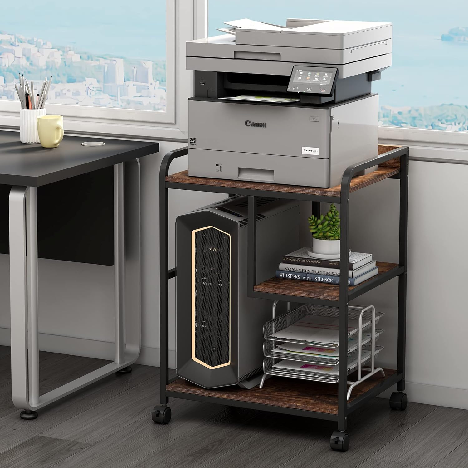 22 X 18 Inch Large Printer Stand, Mobile Printer Table with Wheels for Home Offi gallery