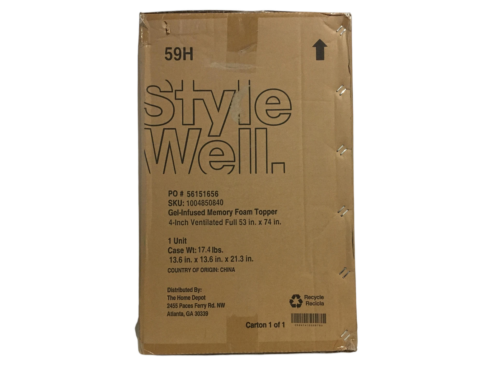 StyleWell 4 in. Gel Infused Memory Foam Full Mattress Topper 53"x74" gallery