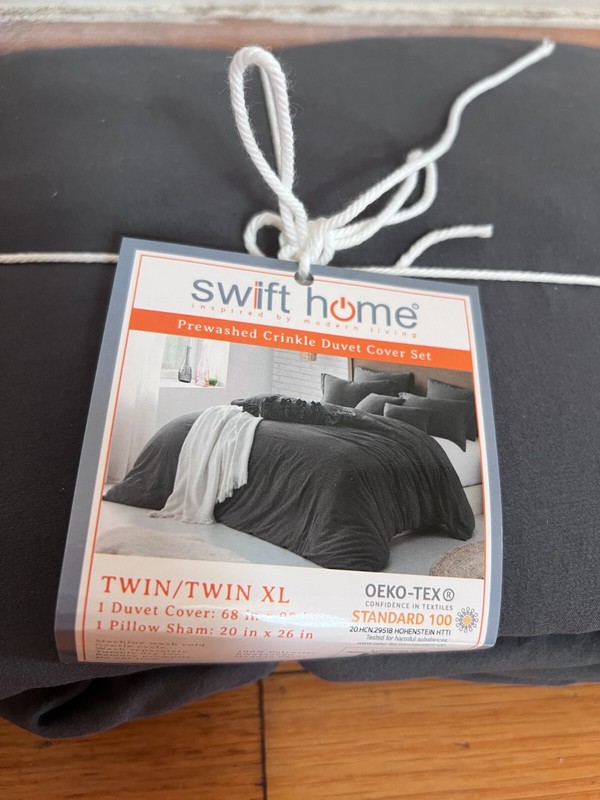 Swift Home Microfiber Washed Crinkle Duvet Cover & Sham Driftwood Twin/Twin-XL gallery