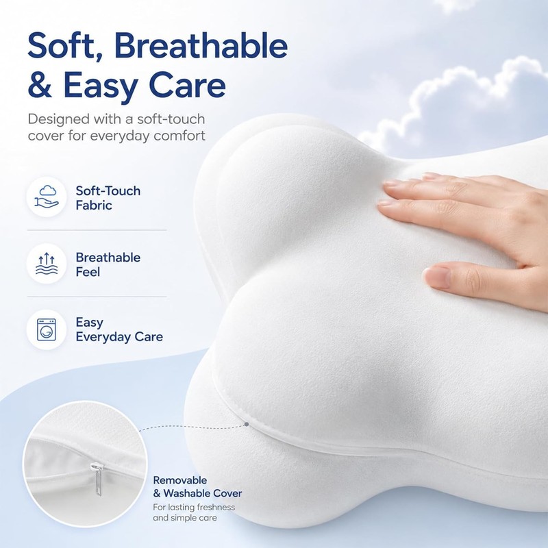 Mellow Cloud Align Memory Foam Pillow Ergonomic Cervical Dual Height Washable gallery