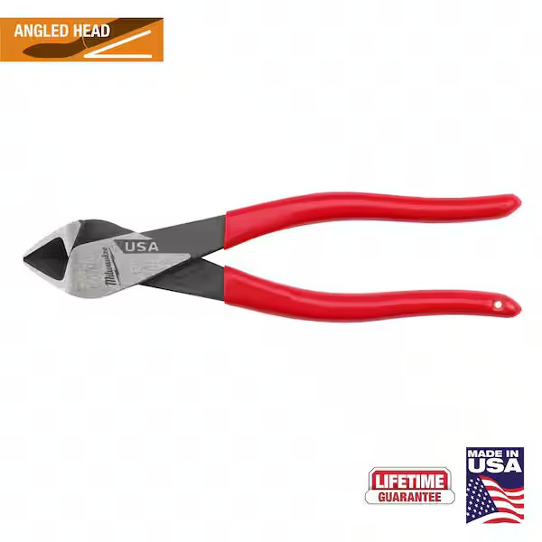 Milwaukee 8 in. Angled Head Diagonal Cutting Pliers with Dipped Grip MT508A