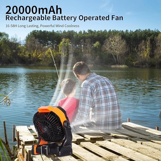 X68 20000mAh Rechargeable Battery Operated fan Outdoor Tent Fan with RGB Light gallery