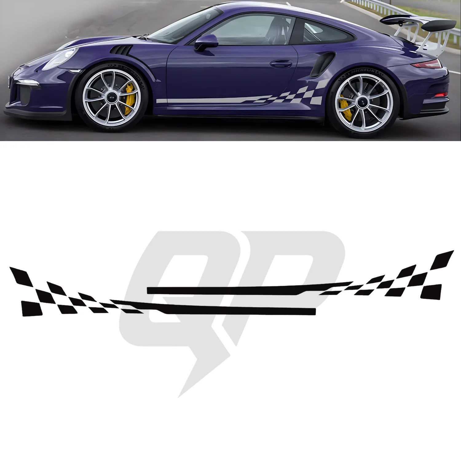 Aftermarket Porsche 991 Checkered Flag Side Decals Set gallery