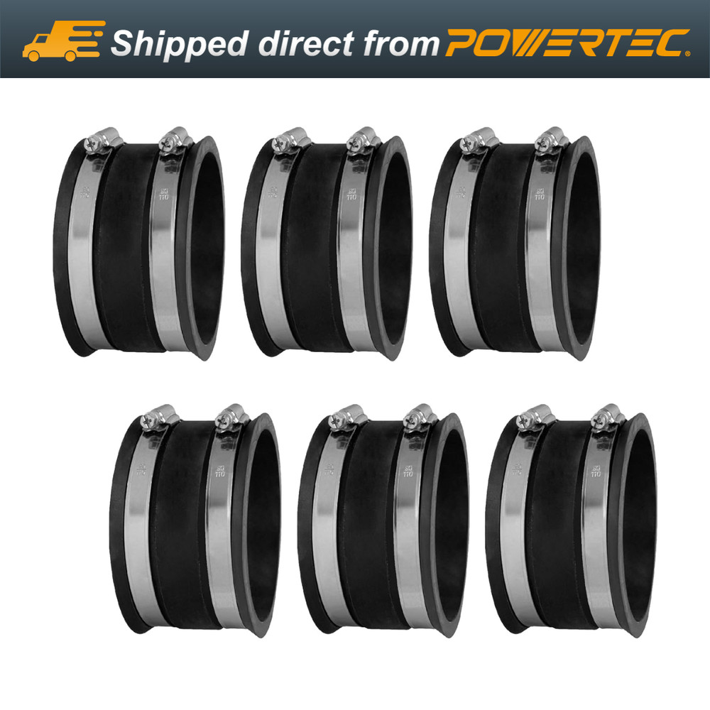 POWERTEC 70149-P6 Dust Control Flex Cuff with Hose Clamps, 4-Inch, 6 PK