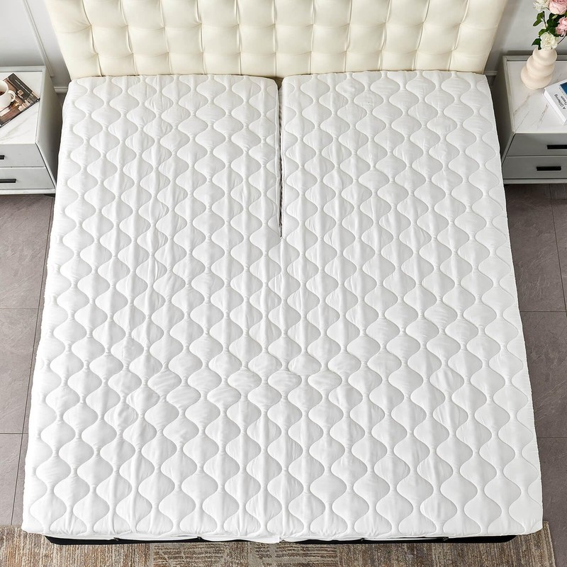 Kingnex Quilted Waterproof Split Top Queen Mattress Protector for Adjustable ... gallery