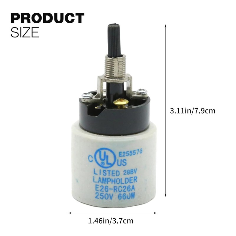 Rotary Lamp Switch Replacement with Socket Holder 660W 250V E26 E27, Porcelain L gallery