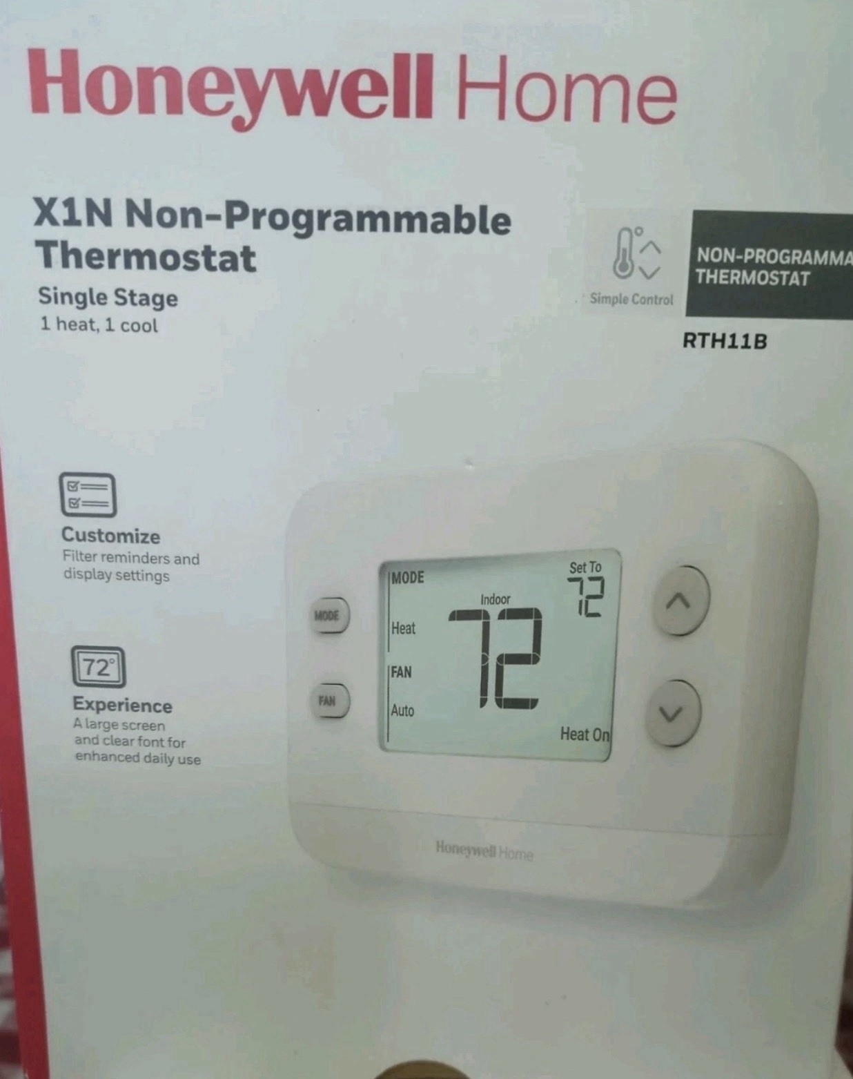 HONEYWELL RTH11B/N HOME X1N NON-PROGRAMMABLE THERMOSTAT SINGLE-STAGE 1-HEAT/COOL gallery