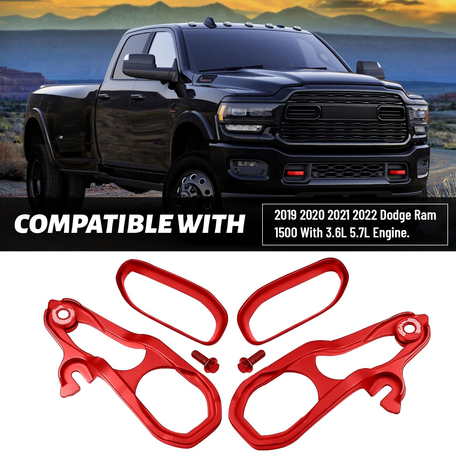 Heavy Daty Front Left & Right Tow Hooks Compatible with Dodge Ram 1500 DT 3.6... gallery