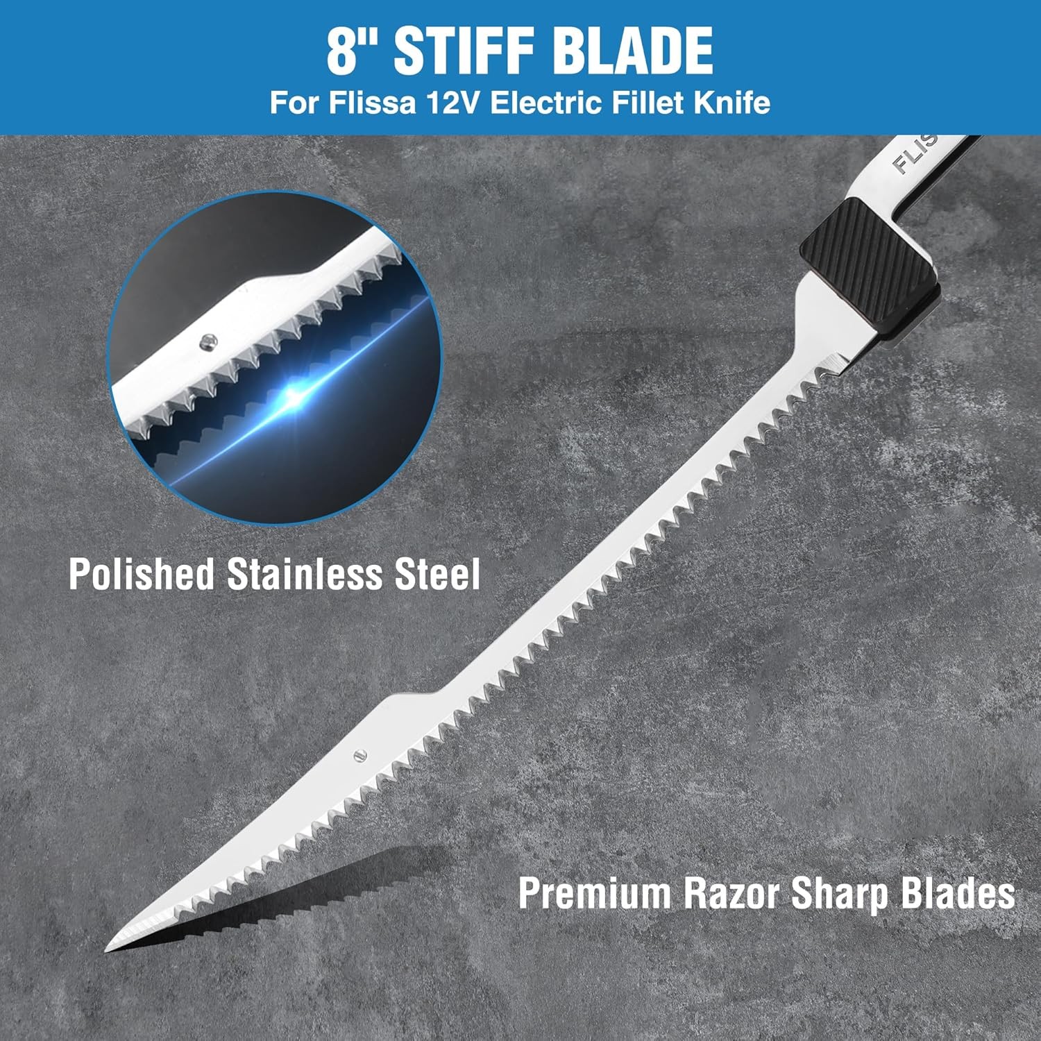 FLISSA 8" Stainless Steel Replacement Flex Blade for Electric Fillet Knife Blade gallery