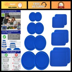 14 Pack Replacement Lids for Glass Storage Bowls – 1, 2, 4, 7 Cup Round & 3, 6,