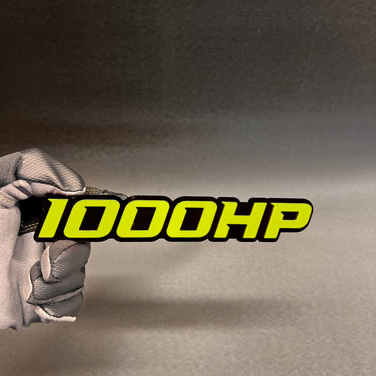 1X 1000 HP Custom 3D Car Emblem Multicolor Acrylic Badge Decal BLACK - YELLOW gallery