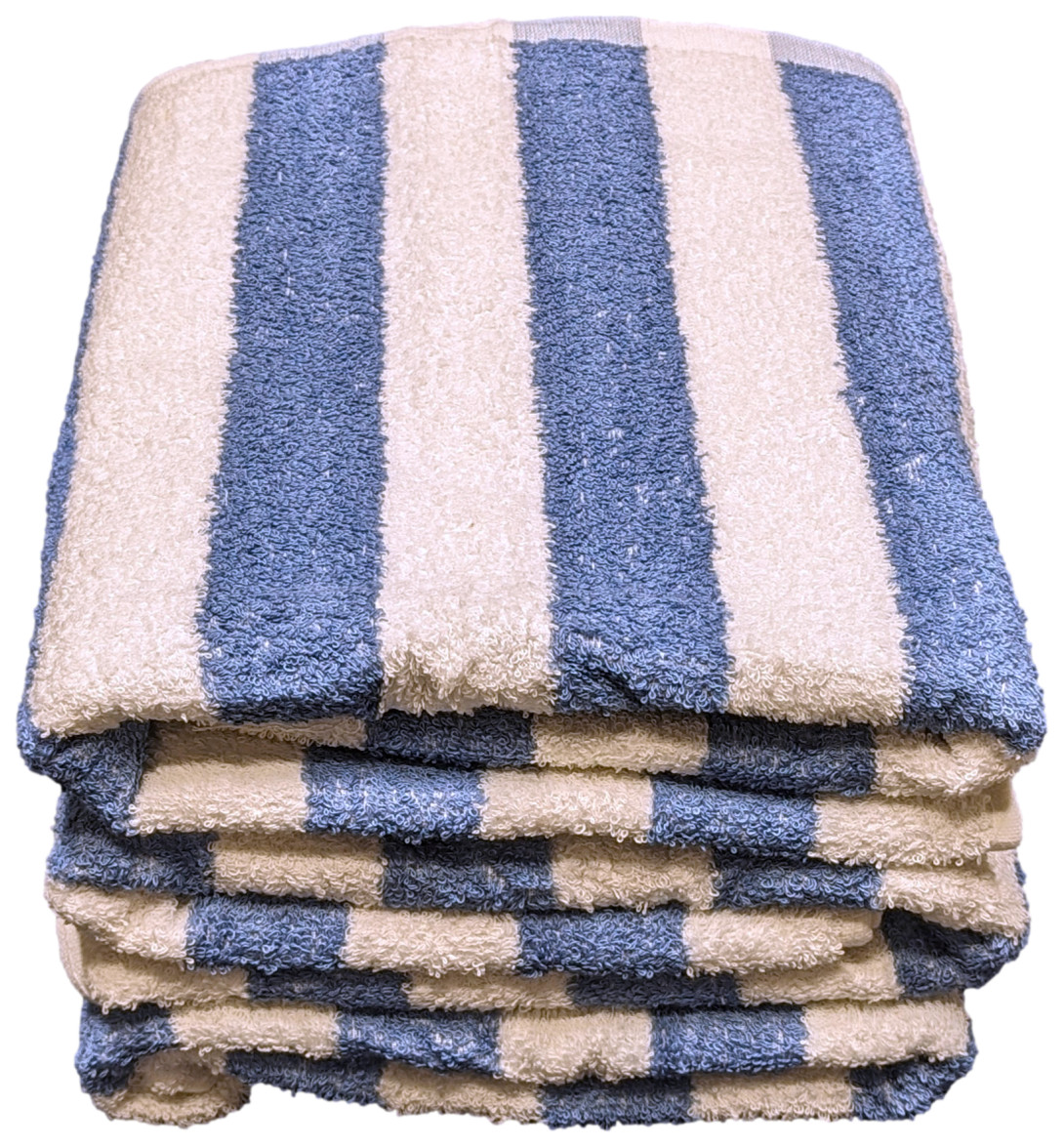 3 - Hotel & Spa Pool Beach Cabana Towels 100% Ring Spun Cotton Blue/White Stripe gallery