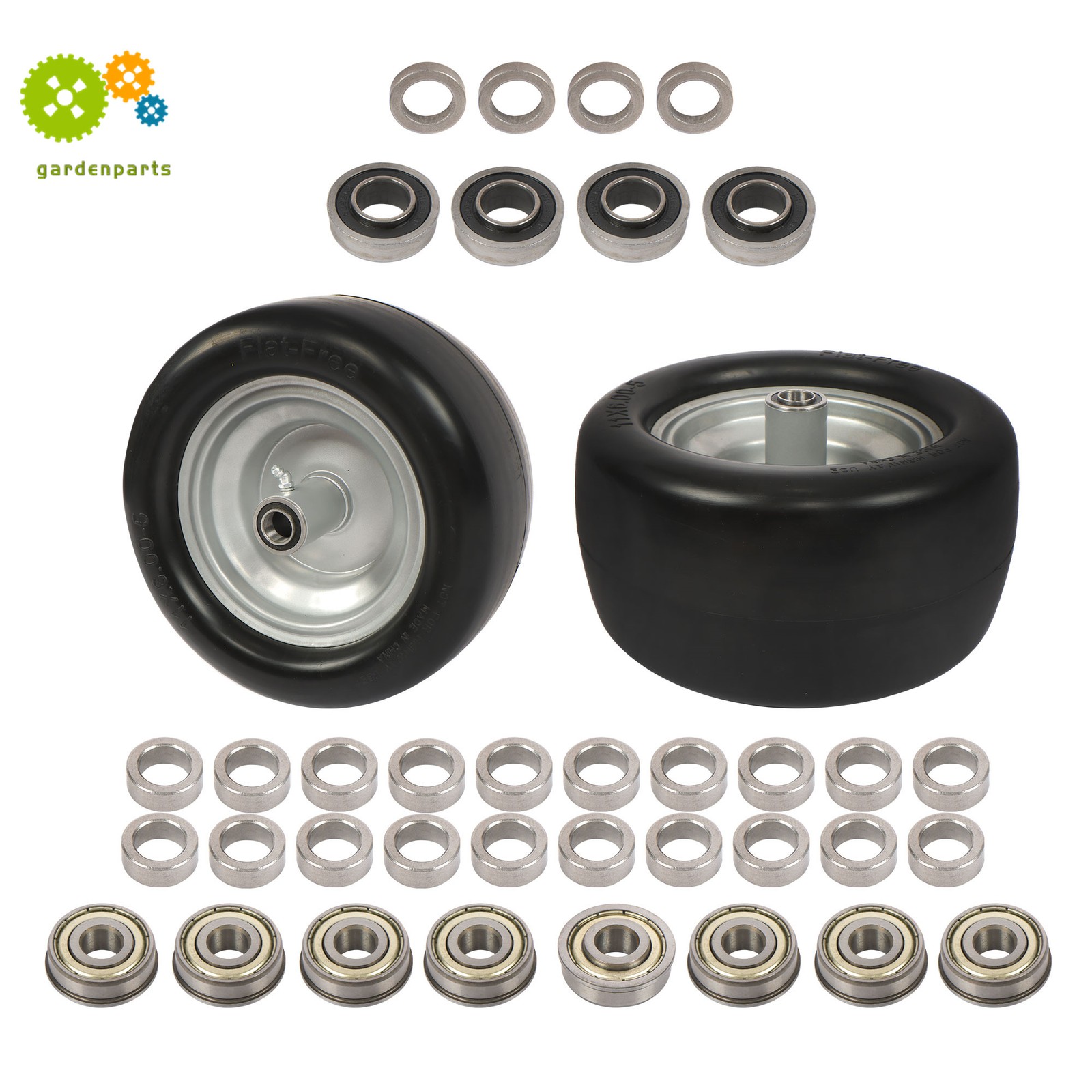 2 Pack 11x6.00-5" Flat Free Tire And Wheel 3/4" Axle Hole For Lawn Mower Tires gallery