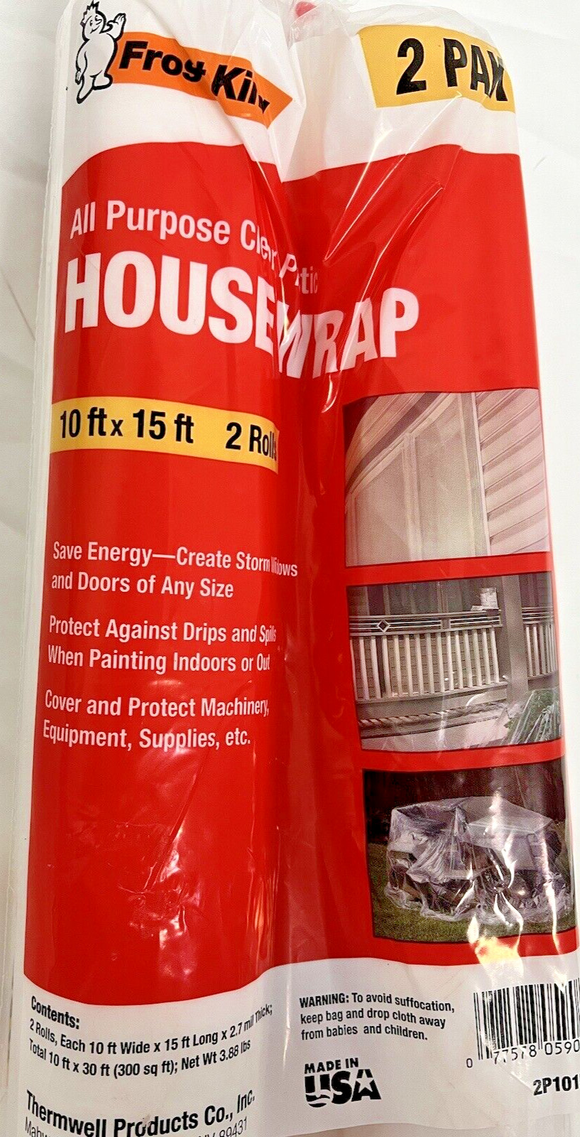 Winterize-Frost King All-Purpose Clear Plastic House Wrap 10ft x15ft 2 Rolls. gallery