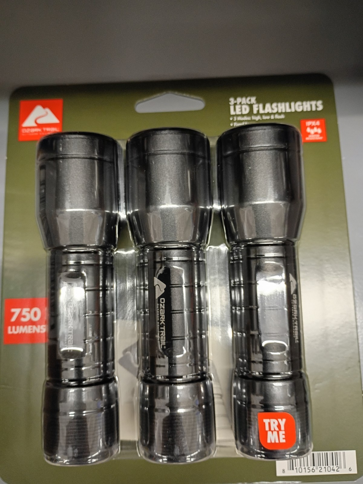 Ozark Trail 3-Pack LED Flashlights 750 Lumens Waterproof Aluminum, w/ batteries! gallery